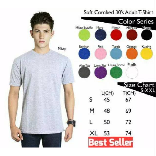 Koas Polos Pria Lengan Panjang Combed 30S