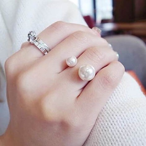 Cincin Ring Adjustable Hias Mutiara Imitasi Untuk Wanita Adjustable Finger Ring Cincin Aksesoris