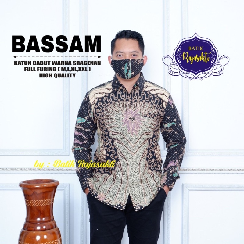 Batik Pria BASSAM Full Furing Katun Halus Size M-XXL High Quality