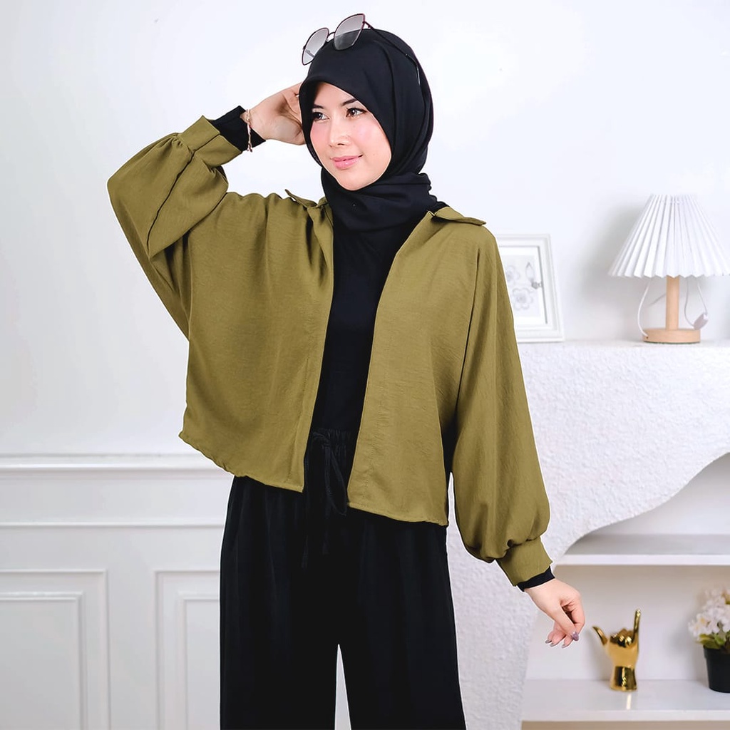 AFI - EC - ⭐️ PREMIUM AIRFLOW CRINCLE ⭐️ Marshey Batwing Oversize Outer CRINCLE-Army