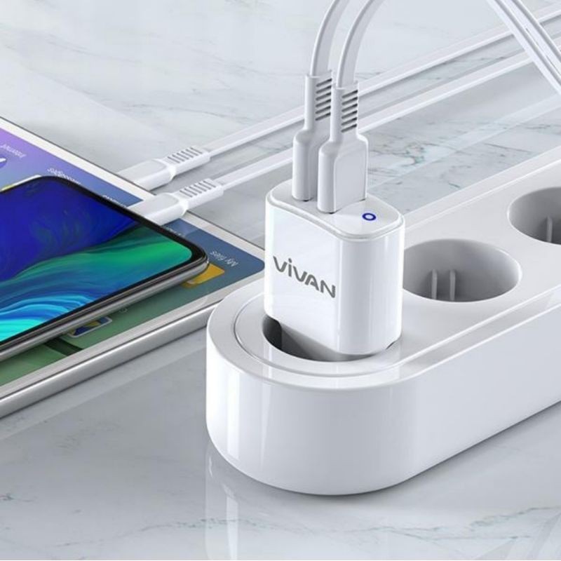 Vivan VP01 3.1A Dual USB Charger with Micro USB Cable