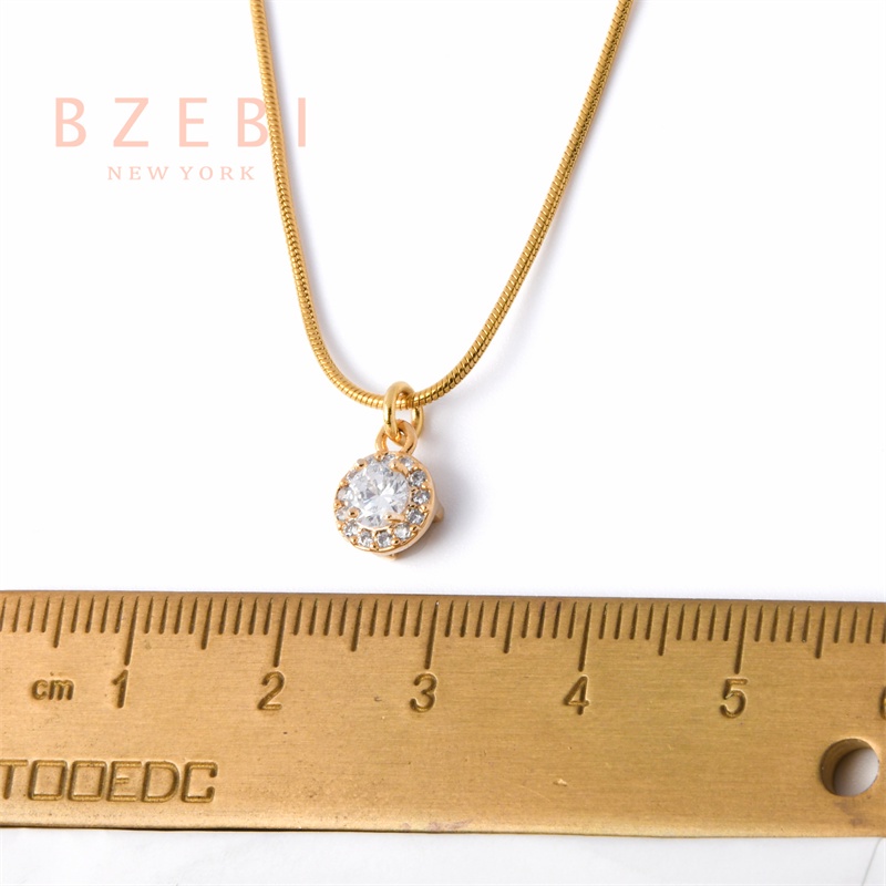 Bzebi Kalung Rantai Lapis Emas Adjustable Dengan Liontin Berlian Untuk Wanita 127n