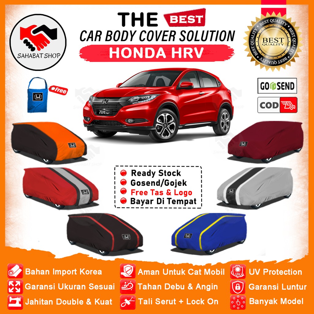 Sahabat Body Cover Mobil Honda HRV / Sarung Penutup Honda HR-V Outdoor / Tutup Selimut Mantel Jas Pelindung Kerodong Kerudung Pembungkus Mantol Tutupan Terpal Bungkus Kelambu Mobil HRV Waterproof Anti Air Model Orange