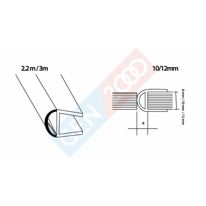 clip seal d 2 arah / glass clip seal / seal pintu kaca   12