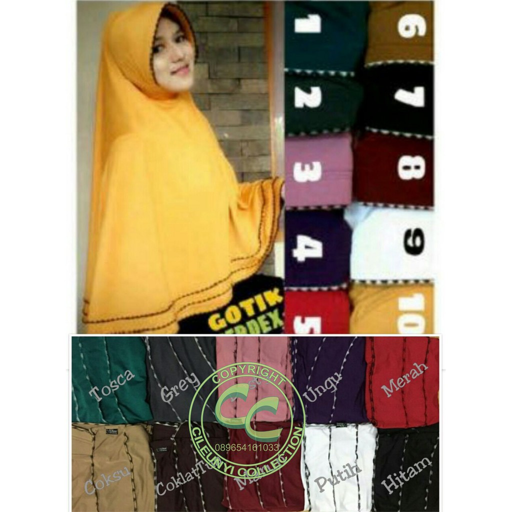 ✅ Hijab Bergo Gotik Overdex Jumbo Syar'i Gothic Overdeck Khimar Instan Jilbab Kerudung Hitam Mustard