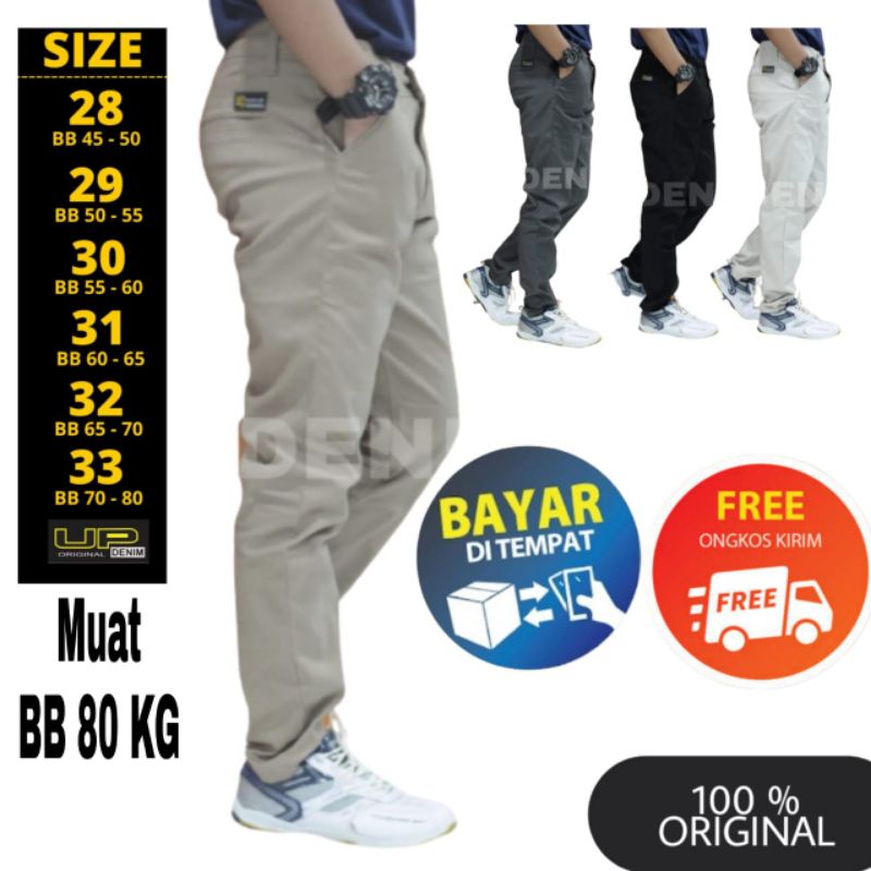 Celana Panjang Chino chinos pria Cowok Original up Denim Muat BB 80 kg Bisa Bayar Ditempat COD