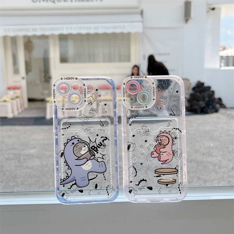 Soft Case Transparan Motif Dinosaurus / Kucing / Tikus Cover iPhone 11 12 Pro MAX X XR XS MAX 7 8 Plus