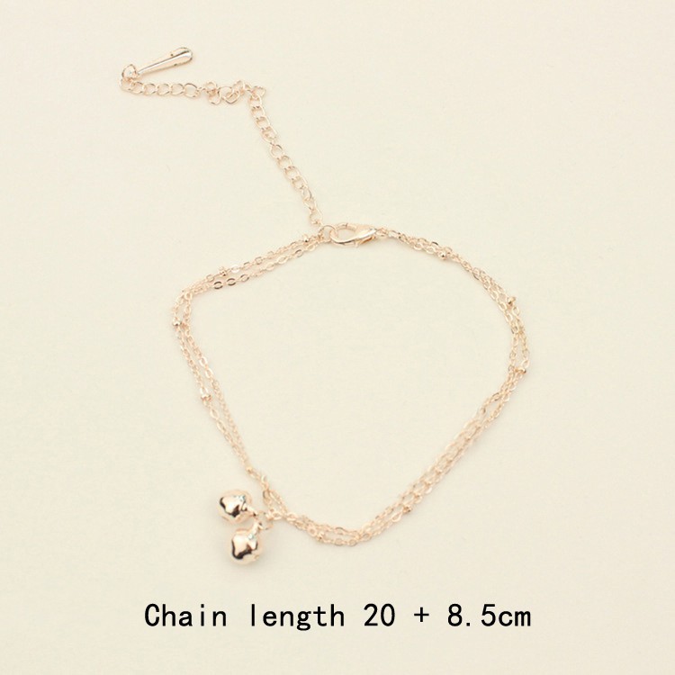 Gelang Kaki 2 Susun dengan Lonceng Kecil Warna Gold untuk Hadiah