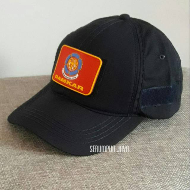 TOPI DAMKAR NAVY VELCRO + PATCH - TOPI DAMKAR VELCRO NAVY