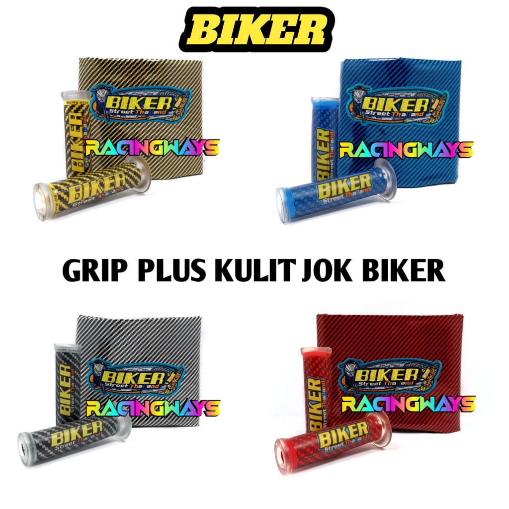 Handgrip Biker Carbon Karbon Plus Kulit Jok Biker Karbon Paket 2 IN 1 Universal