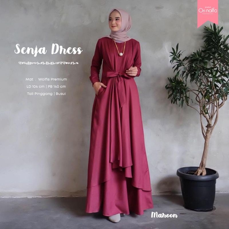 SENJA DRESS ORI NAIFA LD. 104CM PB. 140CM BAHAN WOLFIS PREMIUM BUSUI FRIENDLY (ASV)