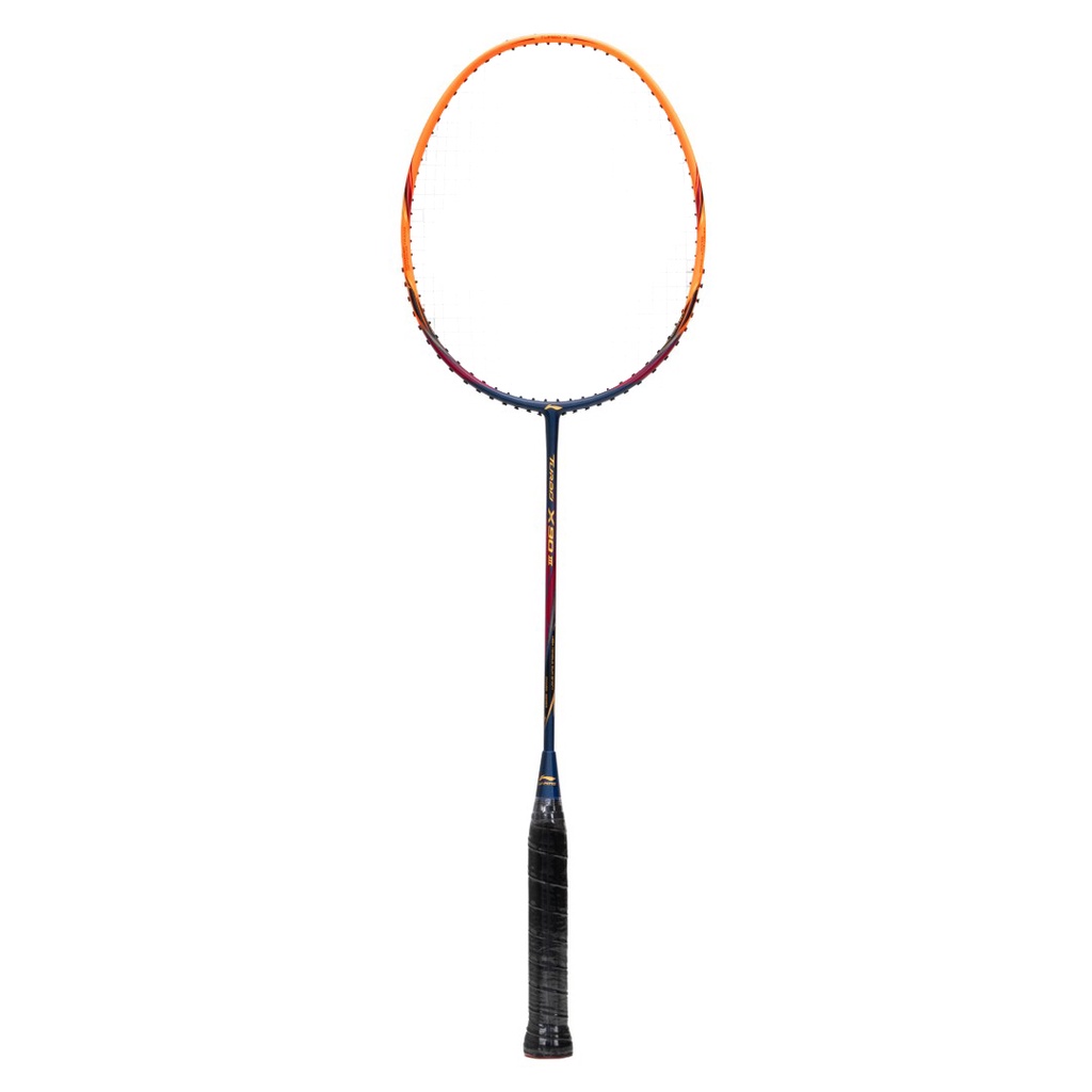 Li-Ning Badminton Racket Turbo X 90 III Navy/Orange AYPR148-4 Bundle Cover, String, Grip, T-Shirt