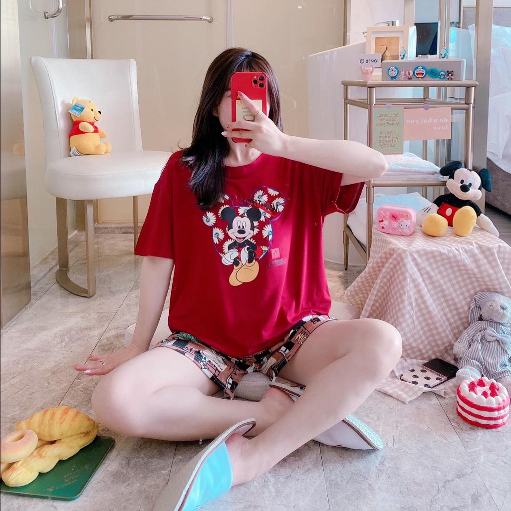 Baju Tidur Piyama Set/Piyama Wanita Import/Baju Piyama Pendek/Short Sleep Wear-J1-Maron Miky