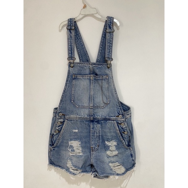 overall jeans pendek pull & bear | preloved pull & bear | preloved jeans branded | preloved branded