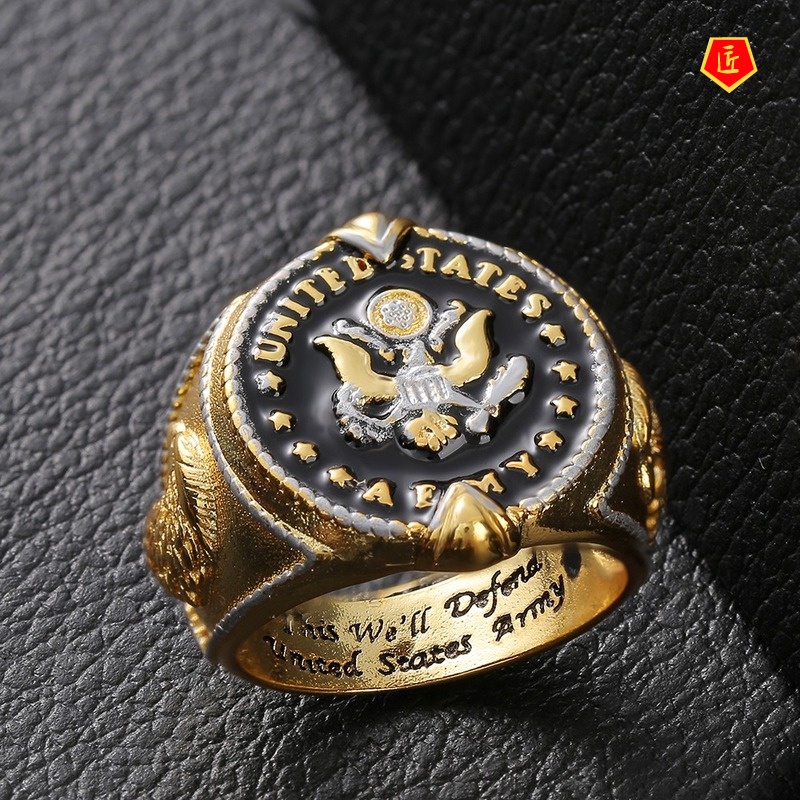 [Ready Stock]Fashion Classic This We'll Defend Men's Two-Tone Ring