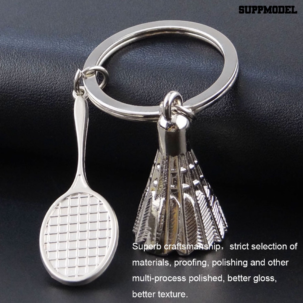 Gantungan Kunci Bentuk Raket Badminton Shockproof Bahan Zinc Alloy Untuk Mobil