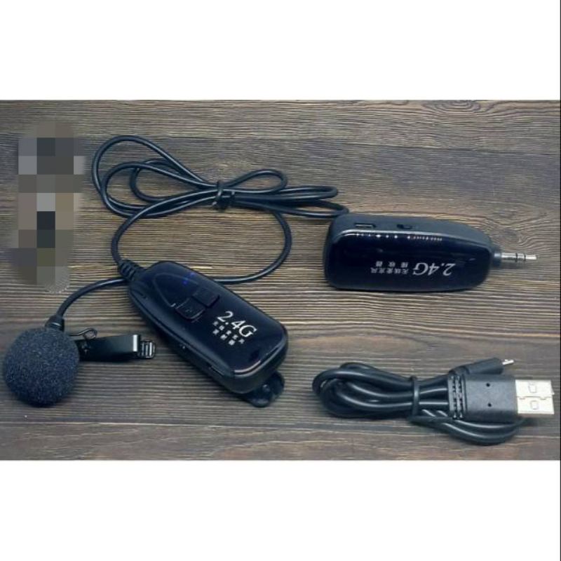 Mic clip on wireless hp kamera microphone prank vlog 2 4 g jarak jauh