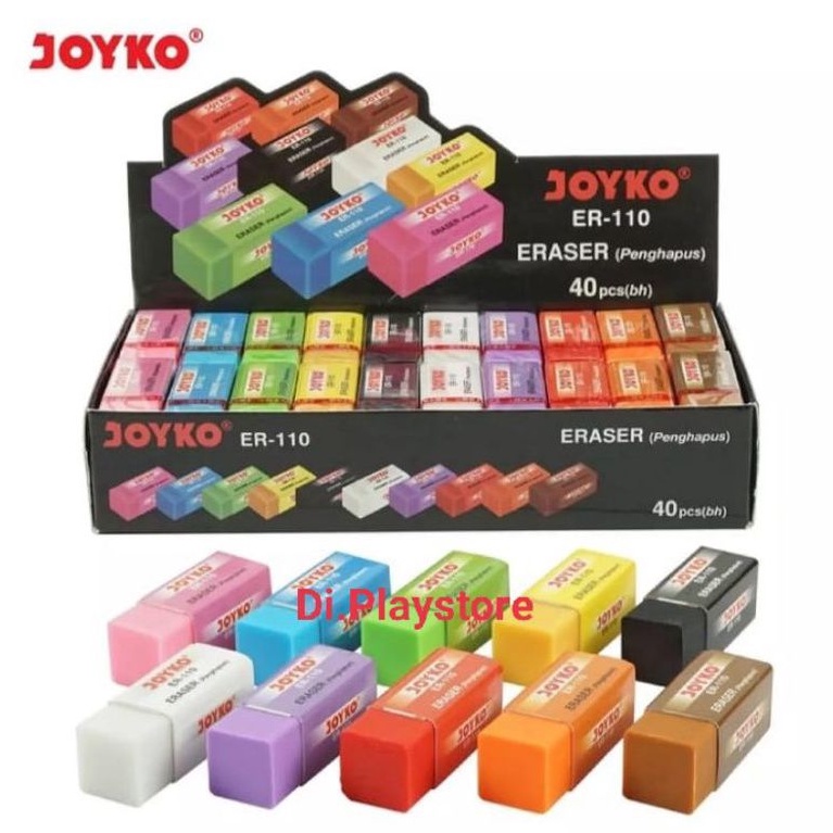 

Penghapus Pensil Stip Eraser JOYKO Kecil B40 Fancy Warna Warni ER-110 ( 1Box 40pcs )