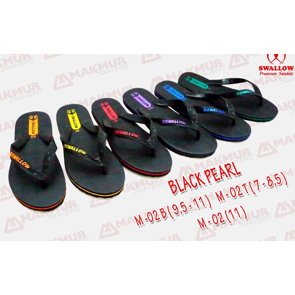 Sandal Swallow Black Pearl Bahan Karet Terlaris Legend