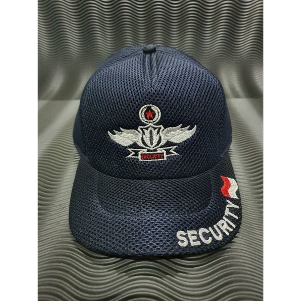 Topi jaring Security Wing Biru Dngker | Topi jala Logo Putih | Topi jaring pria | topi pria dewasa