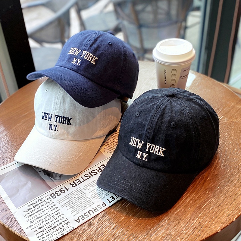 Topi Baseball Motif Bordir Tulisan New York Ny Gaya Vintage Korea Untuk Pria Dan Wanita