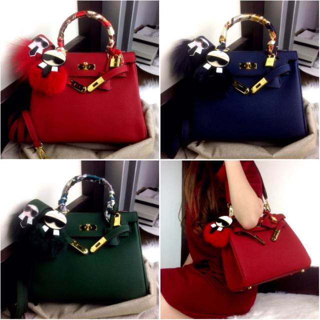 New Arrival Bag Kelly Sellier Togo Leather Bag With KARLITO "Mirror" Charms #252