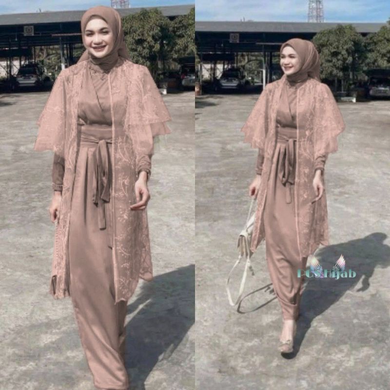 Violin Set Brokat Azalea Lucia Maxy Rayya Gamis Outer Setelan Kondangan Tile Kebaya Kimono Jumbo XXL Ld 120CM Lebaran Terbaru Dress Muslim 2 In 1 Bridesmaid