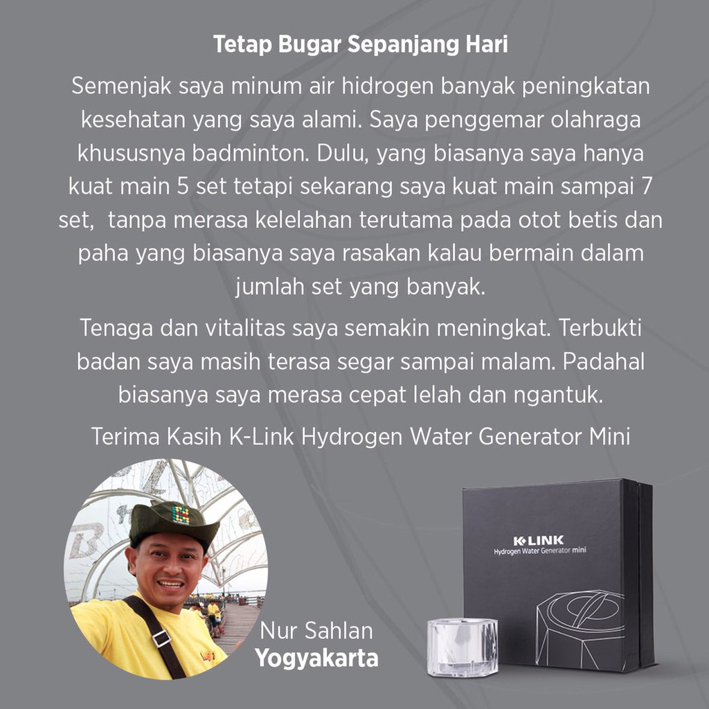 Hydrogen Water Generator Mini Badan Sehat Dengan Air Hydrogen