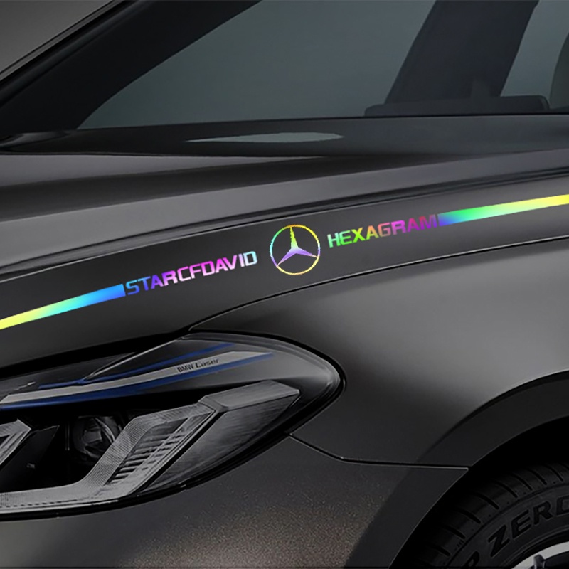 Stiker Logo Benz Laser Reflektif Warna-Warni Untuk Mobil Mercedes Benz C Class W205 W221 W203 W212 GLC GLA