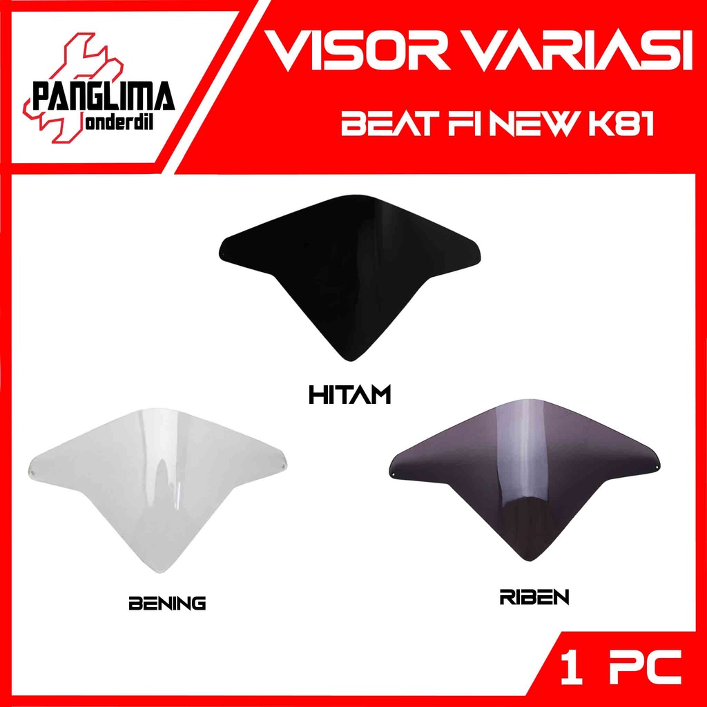 Visor Variasi Mini-Kecil Beat Steet eSP FI New K81 2016–2019 Hitam-Bening-Riben-Ribben Windshield-Wind Shield-Winsil-Winshild