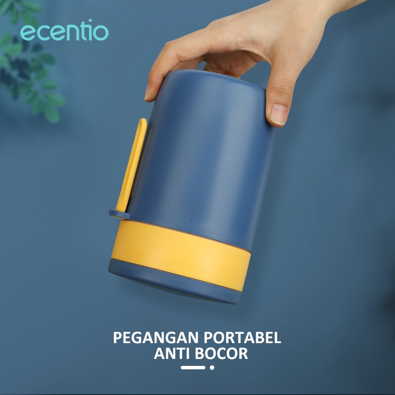 ecentio 580ml Cangkir sup Free Sendok Mangkok mug sup Anti Tumpah Portable sop cup Sereal/Susu/Kopi