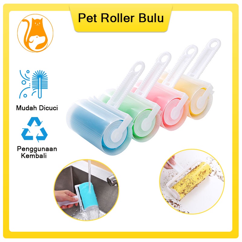 Fur Remover Pet Roller Bulu Kucing Tidak Perlu Refill Stick Roller Sticky Lint Brush Roller Sikat Pengangkat Serat Di Pakaian （Warna Acak）