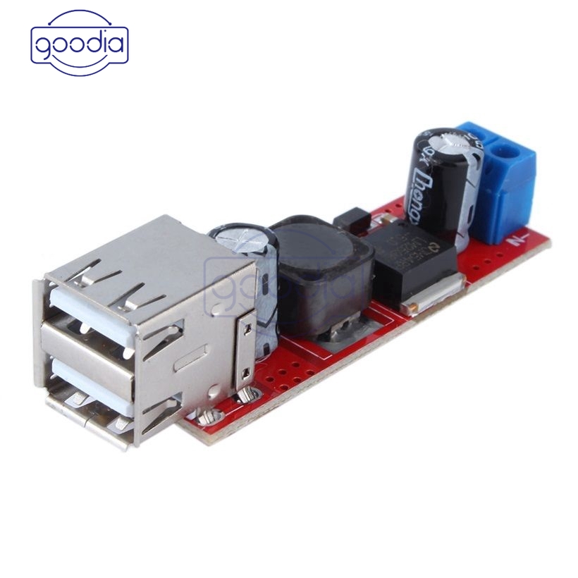 Modul Konverter Step Down Dc 6v-40v 12v Ke 5v 3a Dual Usb Charger Dc-Dc Lm2596