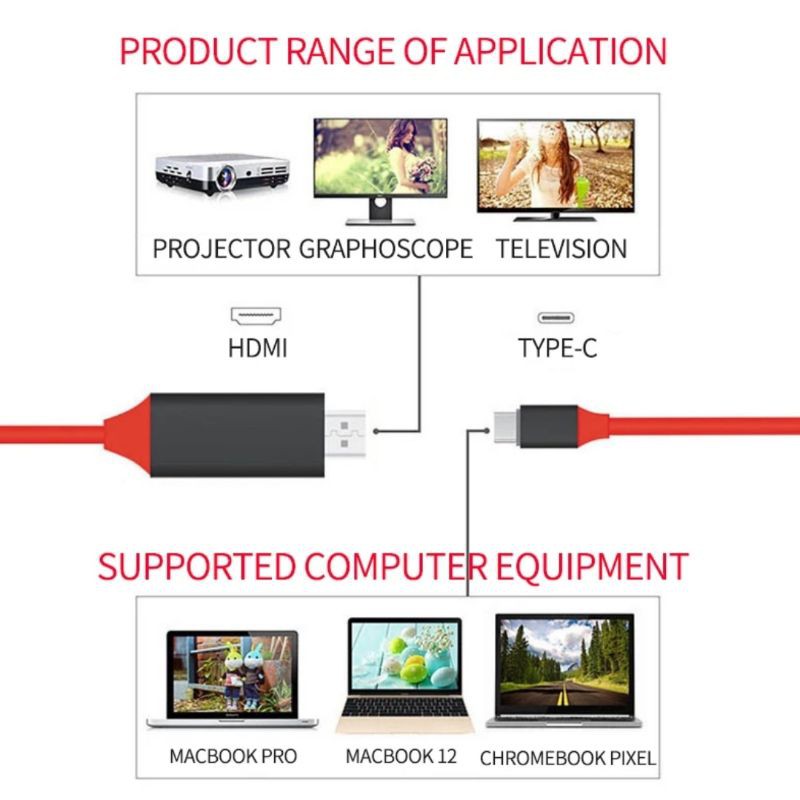 Type C to HDMI S8, S9, Notebook, MB Support 4K 2Meter