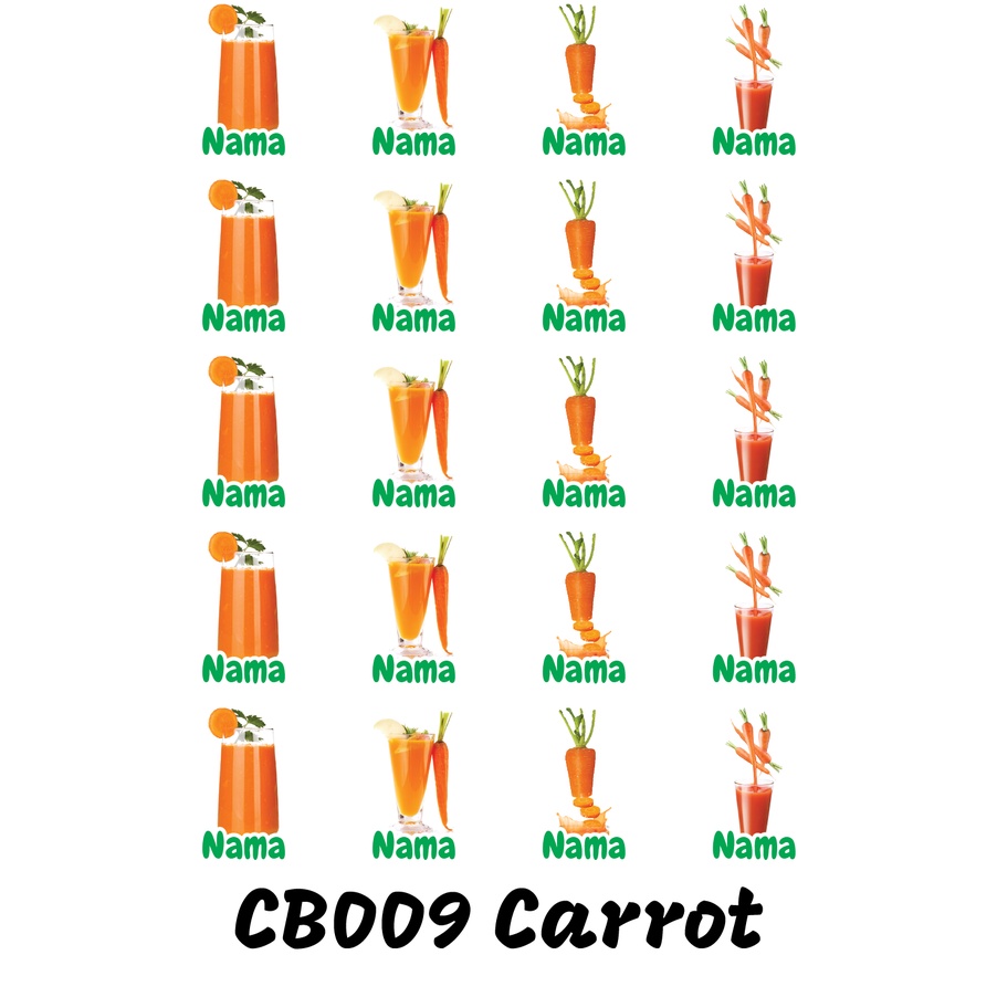 

Sticker Nama Cutting Label Waterproof Tahan Air Juice Carrot (CB009)