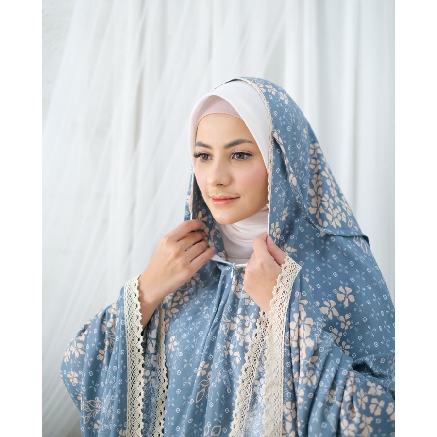 Mukena Dewasa resleting Premium terbaru putih motif Z4P2 katun travelling Renda polos Perlengkapan s