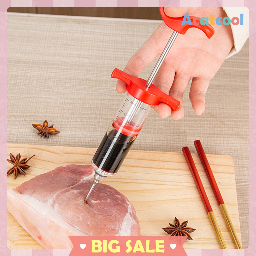 BBQ Stainless Steel Needle Syringe Kithen Marinade Meat Juice Injector Set