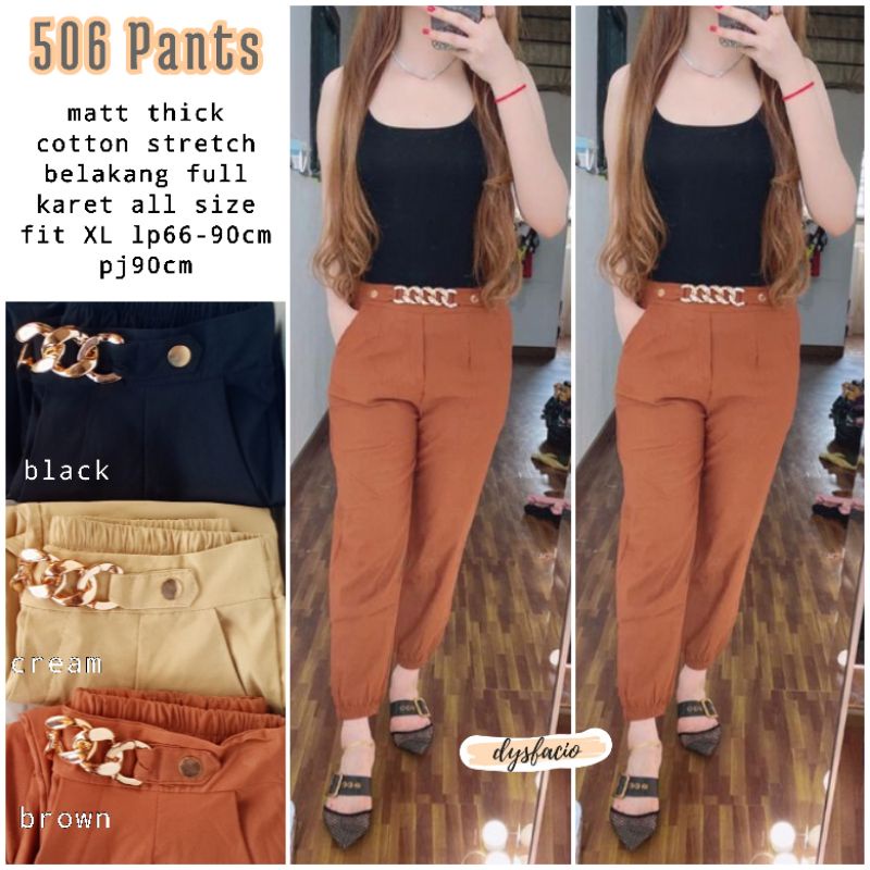 506 Pants celana wanita katun jogger