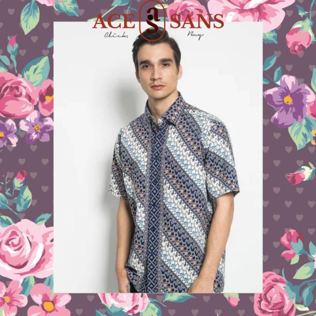 Alisan Kemeja Lengan Pendek Batik Reguler 10469 BTKRG10469 Biru SS | Kemeja | Alisan | Original