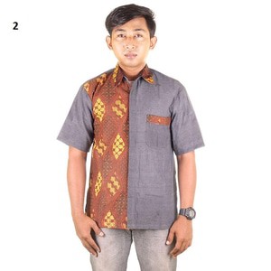 Kemeja Batik Pria Kombinasi Sogan Klasik Harsa - Motif 2