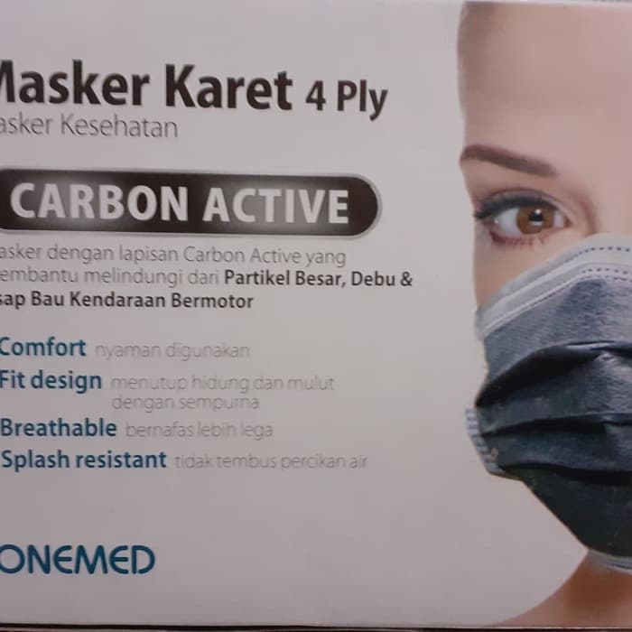 New Masker Karet 4ply Carbon Active OneMed box 50pcs