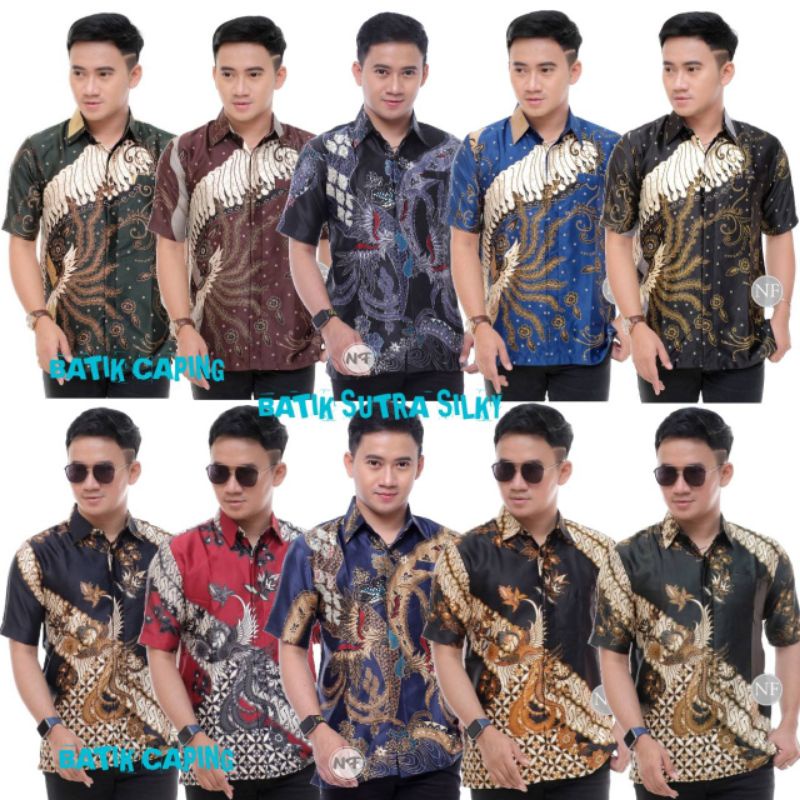 KEMEJA BATIK SEMI SUTRA SILKY PREMIUM BERFURING LENGAN PENDEK BATIK PRIA LENGAN PENDEK  CLASIK SUTRA M L XL XXL  FASHION BATIK PRIA LIMITED EDITION