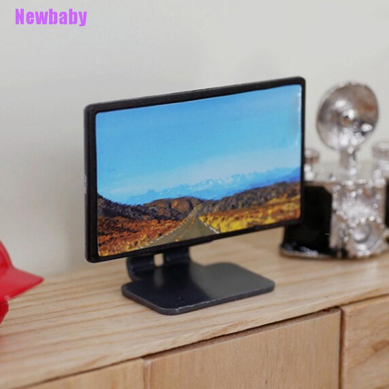 Newbaby Miniatur tv LCD panel flat Layar Lebar Aksesoris Rumah Boneka