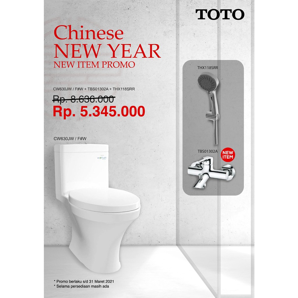 Kloset Paket Promo TOTO CW630JW / F#W + TBS01302A + THX118SRR