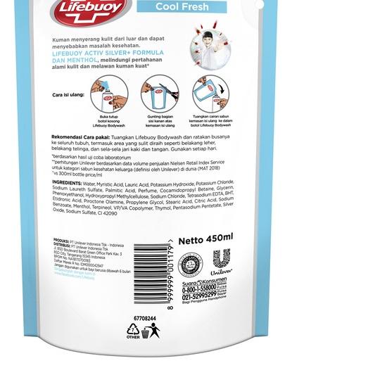 ☚ Lifebuoy Sabun Cair Cool Fresh Refill 450 ml Multi Pack ♘