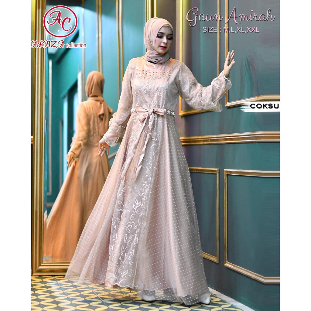 LONG GAMIS TULLE MUTIARA BORDIR / GAMIS AMIRAH