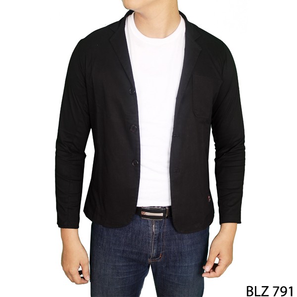 Blazer Pria Non Formal Katun Hitam – BLZ 791