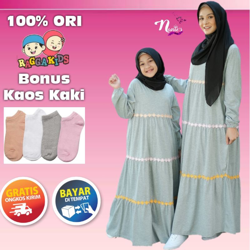 GAMIS RAGGAKIDS RG37 MISTY/ BAJU MUSLIM GAMIS COUPLE KAPEL IBU & ANAK LEBARAN 2021 / RAGGAKIDS DEPOK