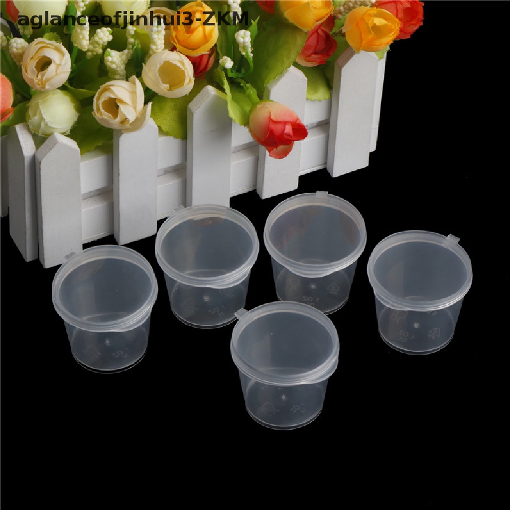 [AGID] 100Pcs Small Plastic Disposable Sauce Cups Food Storage Clear Package Box&amp;Lid [zkm]