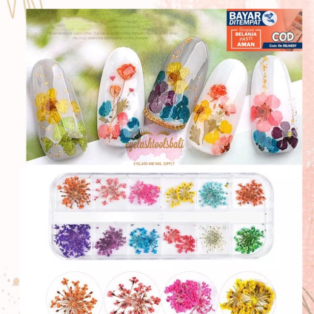 ACC BUNGA KERING DRIELD FLOWER NAIL ART GEL POLISH